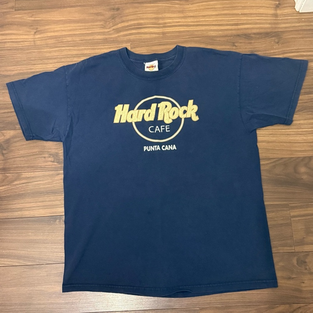 Hard Rock Cafe Punta Cana T-Shirt Black Large Textured Logo Vintage Y2K